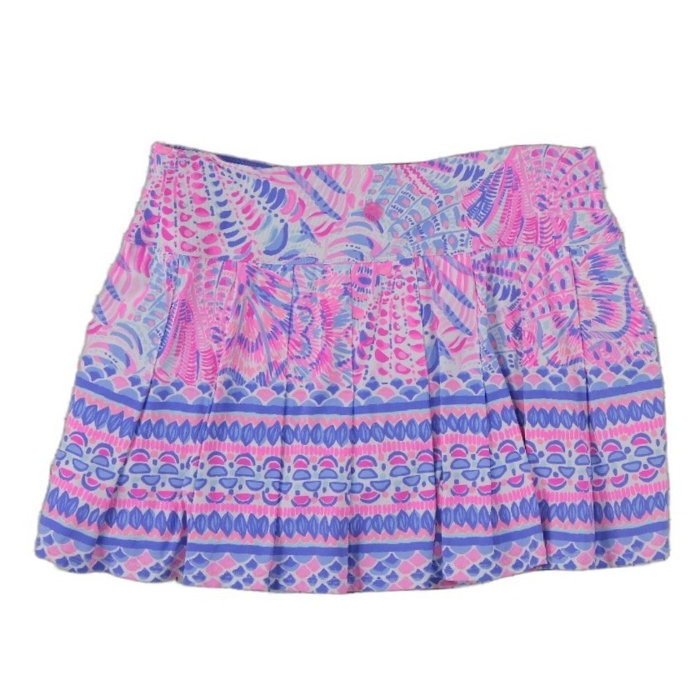 Lilly Pulitzer Luxletic Skort Women's Size Medium Pink Purple Tropical Pleated